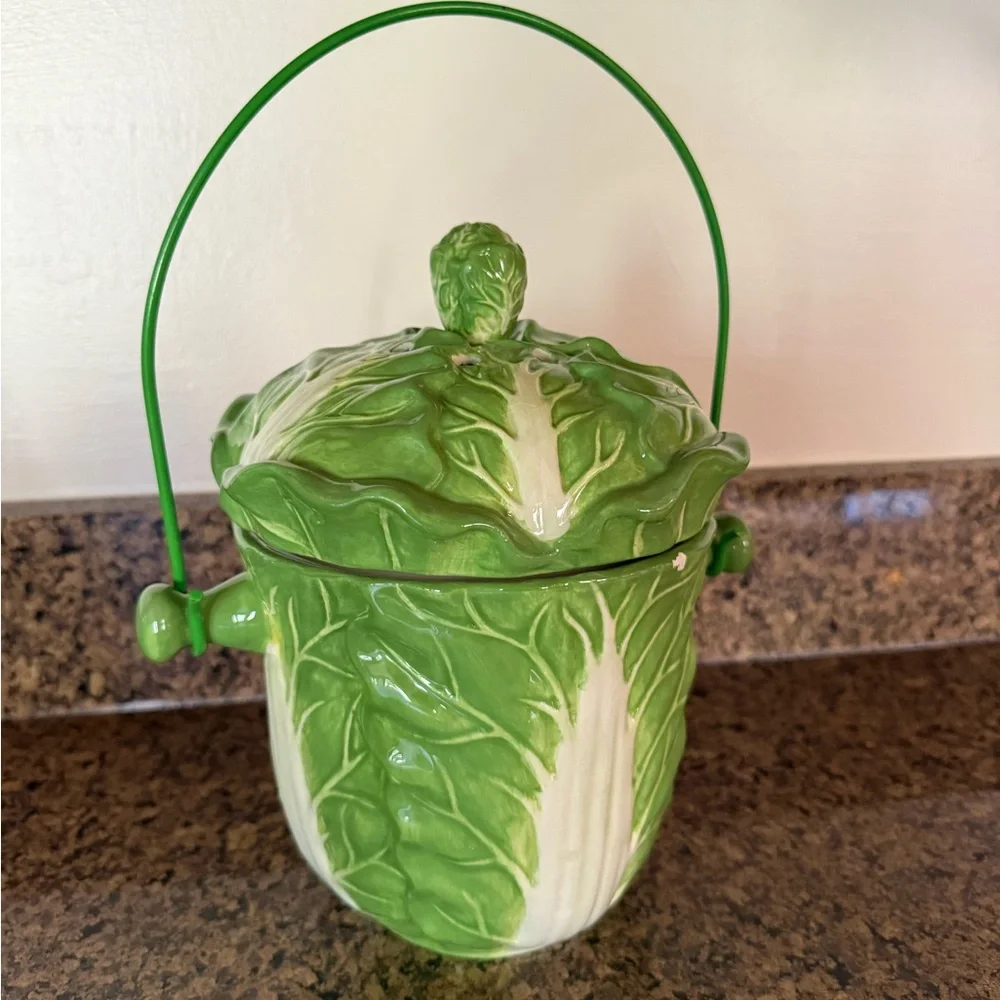 Ceramic Lettuce Compost Keeper Vintage Cabbage Composter Cottagecore Farmhouse